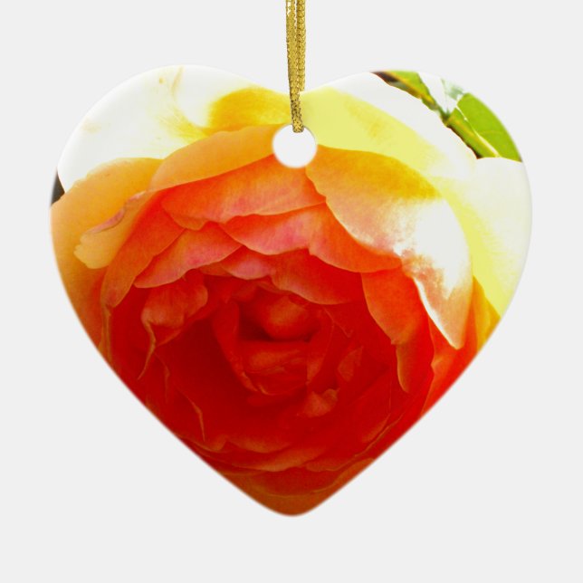 Elegant yellow peach red apricot floral rose ceramic tree decoration (Front)
