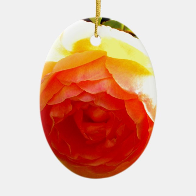 Elegant yellow peach red apricot floral rose ceramic tree decoration (Front)