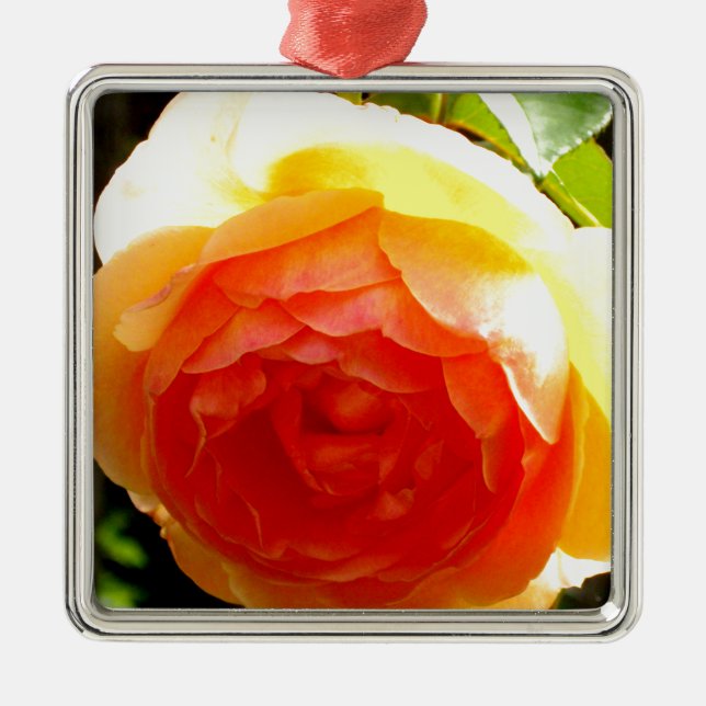 Elegant yellow peach red apricot floral rose metal tree decoration (Front)