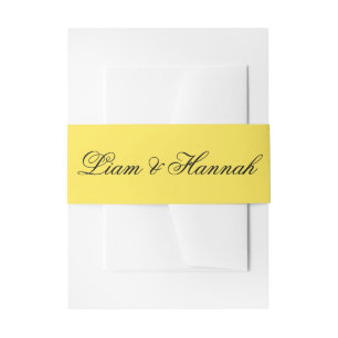 Elegant Yellow Personalised Wedding Invitation Belly Band