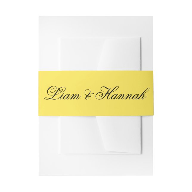 Elegant Yellow Personalised Wedding Invitation Belly Band (Front Example)