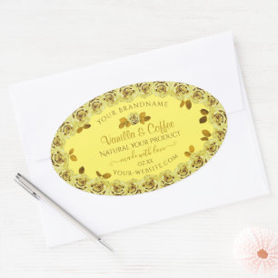 Elegant Yellow Product Labels Cute Flowering Roses