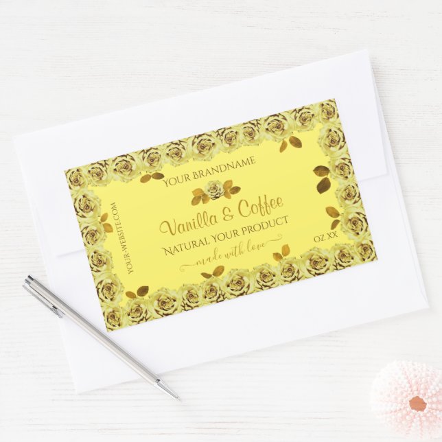Elegant Yellow Product Labels Cute Flowering Roses (Envelope)