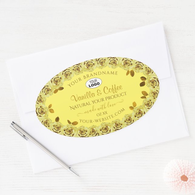Elegant Yellow Product Labels Flowering Roses Logo (Envelope)