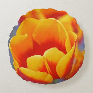 Elegant Yellow Red Tulip Motivational Quote / Back Round Cushion