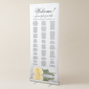 Elegant Yellow Rose Alphabetical Seating Chart Retractable Banner