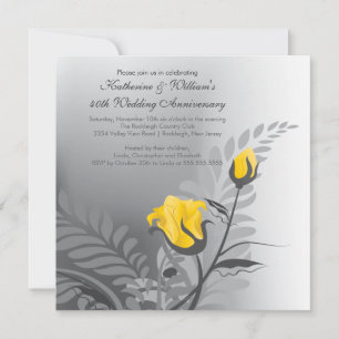 Elegant Yellow Rose Anniversary Invitation