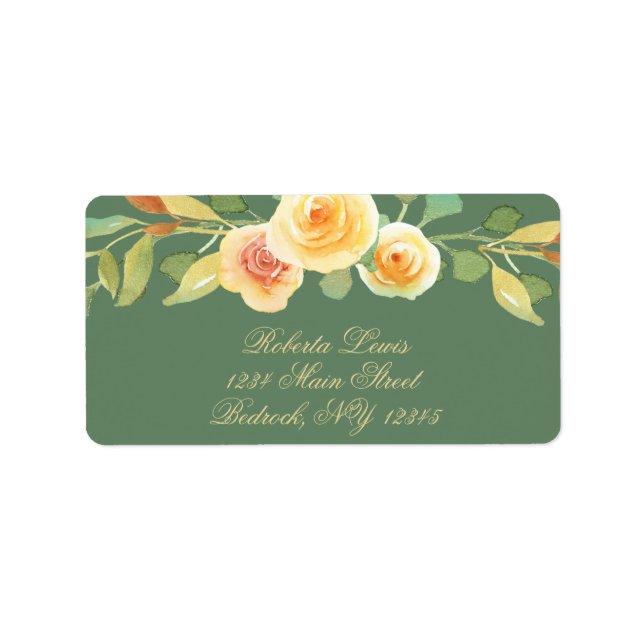 Elegant Yellow Rose Bouquet Label (Front)