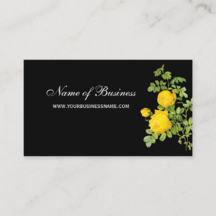 Elegant Yellow Rose Floral Professional Black Business Card