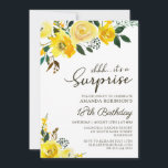 Elegant Yellow Rose Floral Surprise 18th Birthday Invitation<br><div class="desc">Modern elegant yellow watercolor floral Surprise 18th (or any age) birthday party invitations. Celebrate in style with our elegant, modern birthday party invitations, featuring a beautiful botanical garden yellow watercolor rose floral design. This sophisticated invitation showcases stylish calligraphy and typography with a charming arrangement of yellow watercolor roses and greenery...</div>