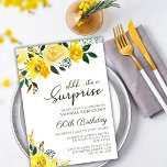 Elegant Yellow Rose Floral Surprise 60th Birthday Invitation<br><div class="desc">Modern elegant yellow watercolor floral Surprise 60th (or any age) birthday party invitations. Celebrate in style with our elegant, modern sixty birthday party invitations, featuring a beautiful botanical garden yellow watercolor rose floral design. This sophisticated invitation showcases stylish calligraphy and typography with a charming arrangement of yellow watercolor roses and...</div>