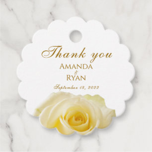 Elegant Yellow Rose Floral Wedding Thank you Favour Tags