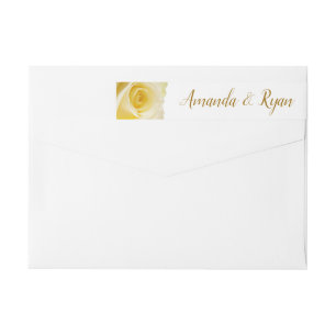 Elegant Yellow Rose Return Address  Wrap Around Label