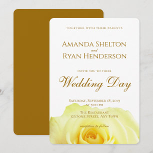 Elegant Yellow Rose Script Floral Wedding Invitation