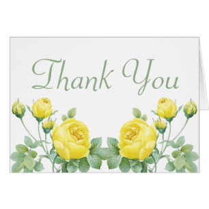 Elegant Yellow Rose Watercolor Wedding Thank You