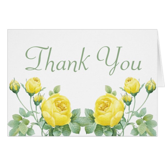 Elegant Yellow Rose Watercolor Wedding Thank You (Front Horizontal)