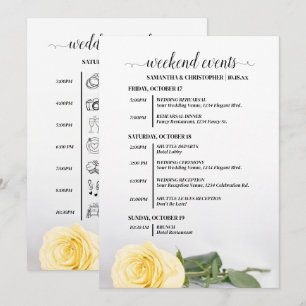 Elegant Yellow Rose Wedding Events & Timeline Programme
