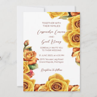 Elegant Yellow Rose Wedding Invitation