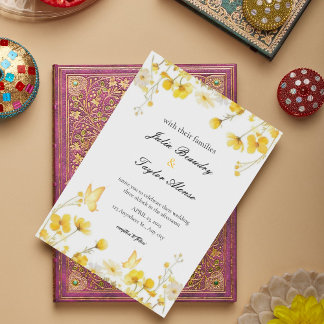 Elegant Yellow Rose Wedding Invite