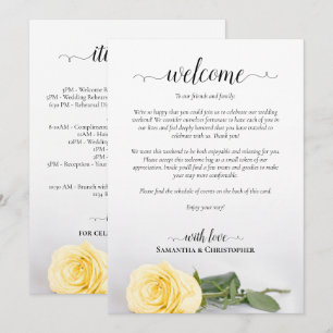 Elegant Yellow Rose Wedding Welcome & Itinerary Programme