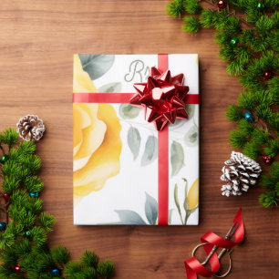 Elegant Yellow Roses and RX Symbol Wrapping Paper