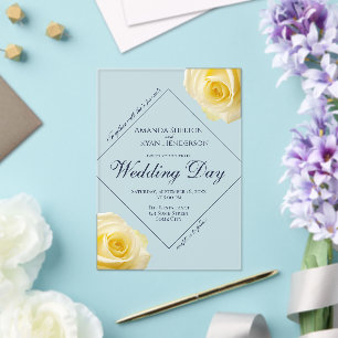 Elegant Yellow Roses Flower Floral Wedding Acrylic Invitations