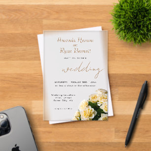 Elegant Yellow Roses Flower Floral Wedding Acrylic Invitations