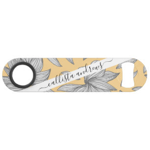 Elegant Yellow Silver Glitter Floral Line Art