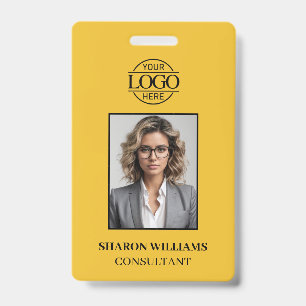 Elegant Yellow Simple Minimalist Employee Photo ID Badge