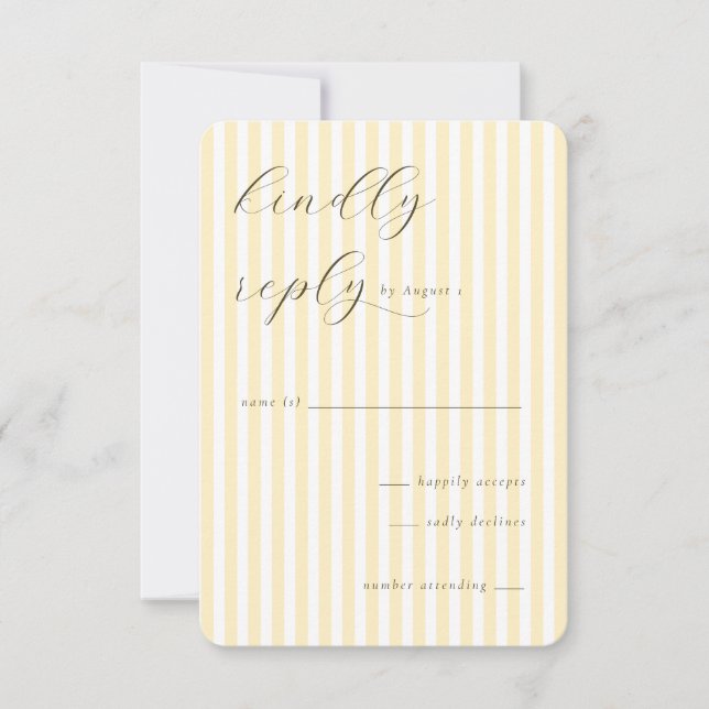 Elegant Yellow Stripes RSVP Card (Front)