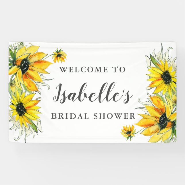 Elegant Yellow Sunflower Floral Bridal Shower Banner (Horizontal)