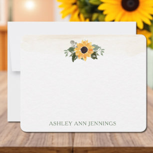 Elegant Yellow Sunflower Personalized Stationery Card