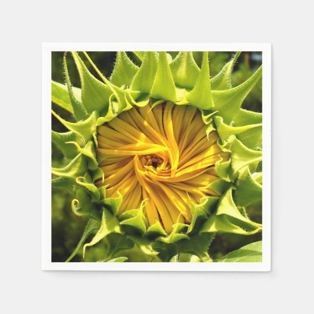Elegant yellow sunflower photo napkin (Front)