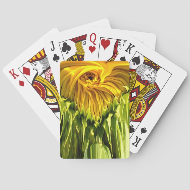 Elegant yellow sunflower photo playing cards (Back)