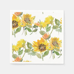 Elegant Yellow Sunflower Sun Bee Baby Shower Napkin