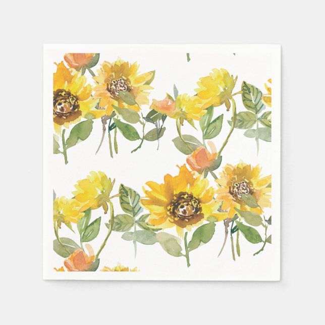 Elegant Yellow Sunflower Sun Bee Baby Shower Napkin (Front)