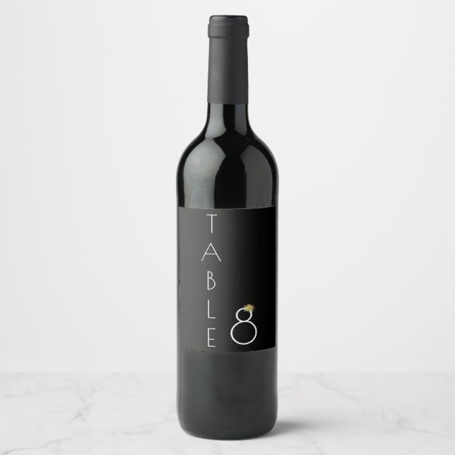 Elegant Yellow Sunflower Table Number 8 Wedding Wine Label (Front)