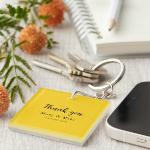 Elegant Yellow Thank You Keychain Gift Idea