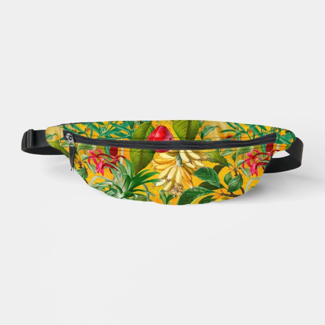 Elegant yellow tropical leaves fruits  bum bags (Front)