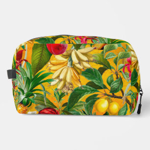 Elegant yellow tropical leaves fruits pattern dopp kit