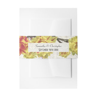 Elegant yellow tulip country floral wedding invitation belly band