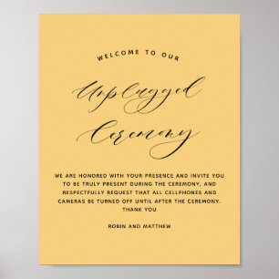Elegant Yellow Unplugged Ceremony Wedding Sign