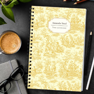 Elegant Yellow Vintage French Toile de Jouy Notebook