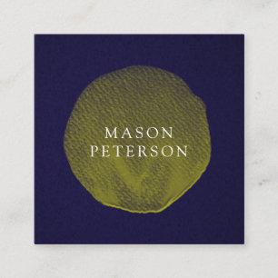 Elegant Yellow Watercolor Brush Circle Logo Simple Square Business Card