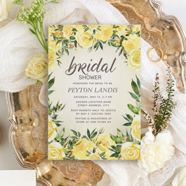 Elegant Yellow Watercolor Floral Bridal Shower Invitation (Creator Uploaded)