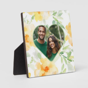 Elegant yellow watercolor floral custom photo plaque