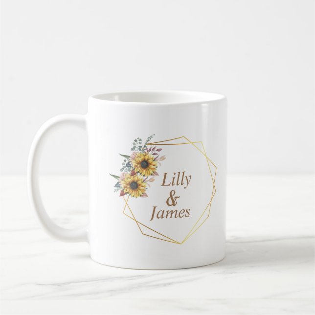 Elegant Yellow Watercolor Sunflower Sunny Coffee Mug (Left)