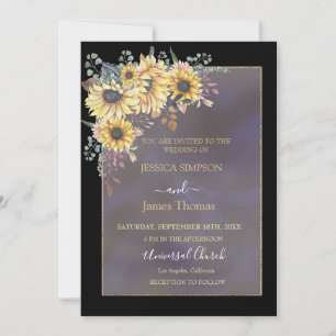 Elegant Yellow Watercolor Sunflower Sunny Invitation