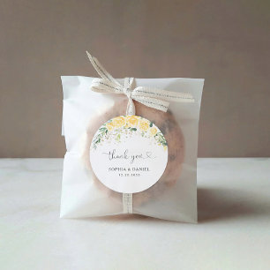 Elegant Yellow Wedding Classic Round Sticker