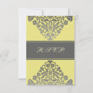 elegant "yellow wedding RSVP Standard 3.5 x 5 Card